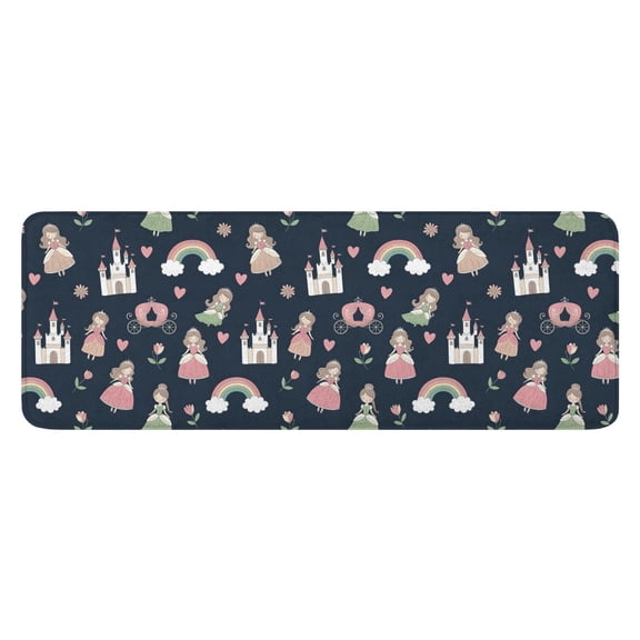 Princess Castle Rainbow Pattern Kitchen Rug Mat,Kitchen Runner Rugs Non Skid Washable,Decorative Kitchen Floor Mats for Kitchen,Sink,Laundry,17"x47.2"
