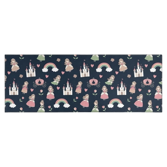 Princess Castle Rainbow Pattern Kitchen Rug Mat,Kitchen Runner Rugs Non Skid Washable,Decorative Kitchen Floor Mats for Kitchen,Sink,Laundry,17"X47"