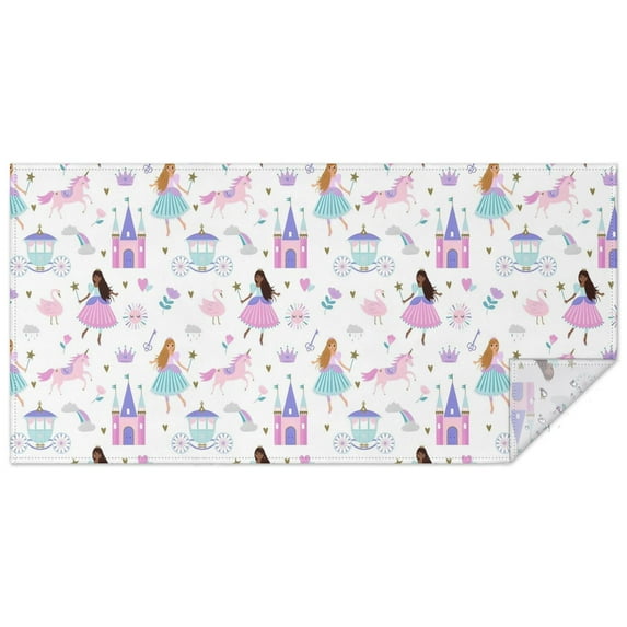 Princess Castle & Unicorn Pattern Rectangle Tablecloth 60"x120",Waterproof Polyester Rectangle Table Cloth, Wipeable Spillproof Polyester Tablecloth for Dining, Camping, Indoor and Outdoor