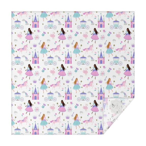 Princess Castle & Unicorn Pattern Square Tablecloth,Waterproof Square Table Cover,Wipeable Spillproof Washable Table Cover for Home Kitchen Party Decor 60"x60"(152x152cm)