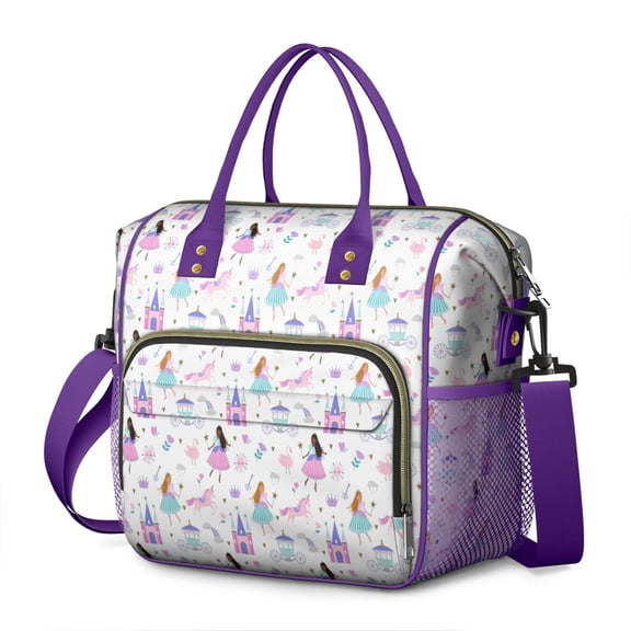 Princess Castle & Unicorn Pattern Womens Lunch Box for Work,Insulated Large Lunch Bag for Tween and Teen,Loncheras Para Mujer,Leakproof Adult Lunch Bag for Work,Beach,Travel,Picnic,Camping