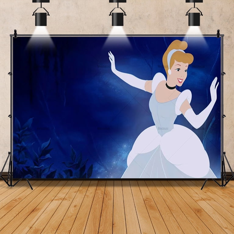 Doodle Pink Cinderella Happy Birthday Banner | Blue Theme Party Decoration With 15 Letters & 4 End Pieces