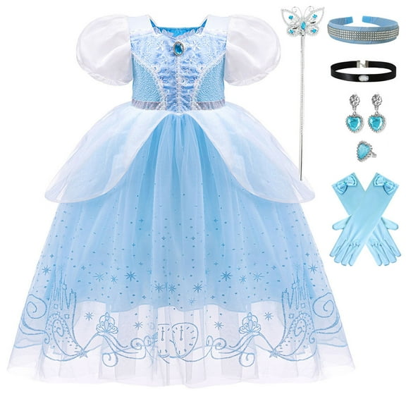 Princess Cinderella Costume for Girls Halloween Carnival Fancy Dress for Cosplay