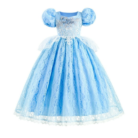 Princess Cinderella Dress Costume for Girls Puff Sleeve Fancy Birthday Party Cosplay Dress up