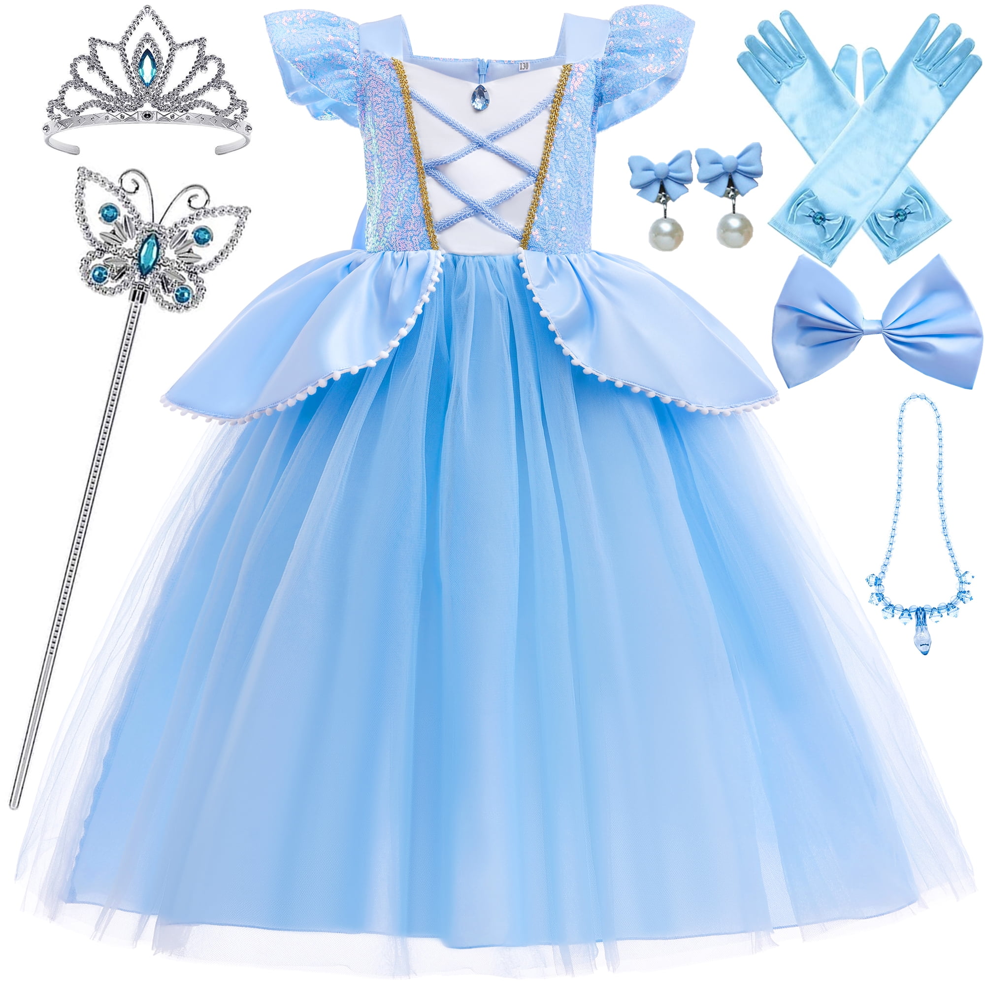 Princess Cinderella Dresses for Girls Costume Cosplay Party Dress with Luxury Accessories 9 10Years 150 Walmart