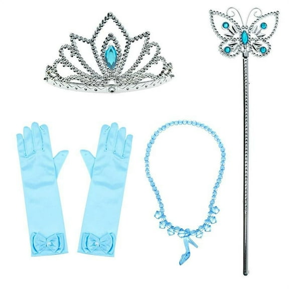 Princess Cinderella Little Girls Dress up With Tiara Crown Necklace Wand Gloves Party Accessories