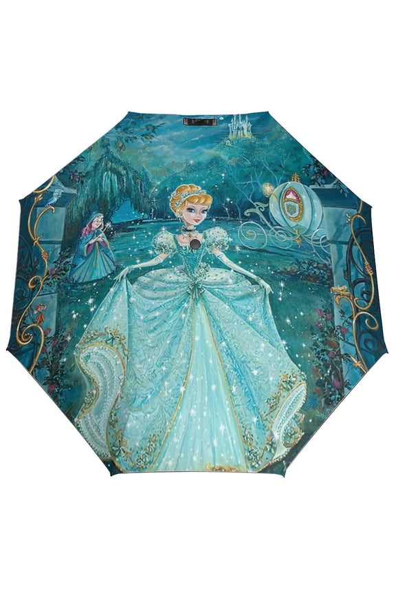 Princess Cinderella,Magic Kingdom Umbrella,Windproof Compact Folding Umbrella,Automatic Umbrellas for Rain-Travel Umbrella,Small Portable Umbrellas for Men Women Teenage.,Gifts for Women