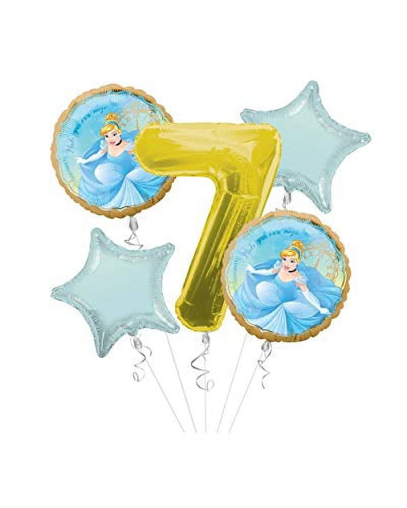 Princess Cinderella Once Upon A Time Happy Birthday Balloon Bouquet 5 pc, 7th Birthday, | Viva Party Balloon Collection