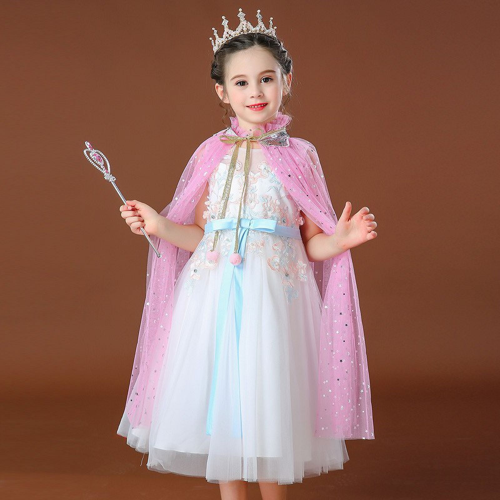 FunMission Princess Dress Up Set For Girls - 9Pcs Costume With Cape, Crown & Magic Wand, Ages 3+, Gift Box
