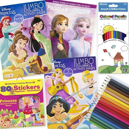 Princess Coloring and Activity Book Set, Include 3 Books, Colored Pencil & Sticker Adult Tween Child