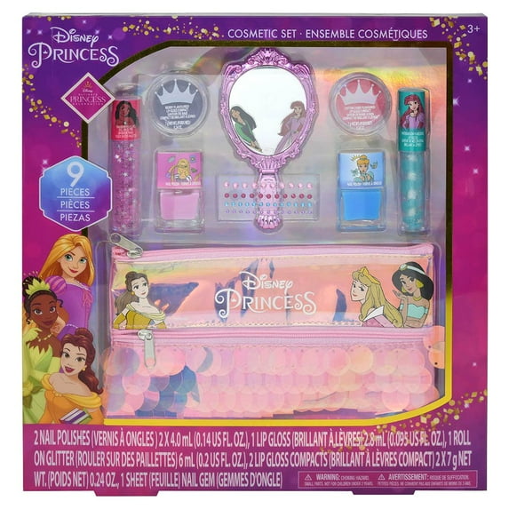 Princess Cosmetic Set with bag in Box in Display- NAIL POLISHES, LIP GLOSS, LIP GLOSS COMPACTS & NAIL GEM