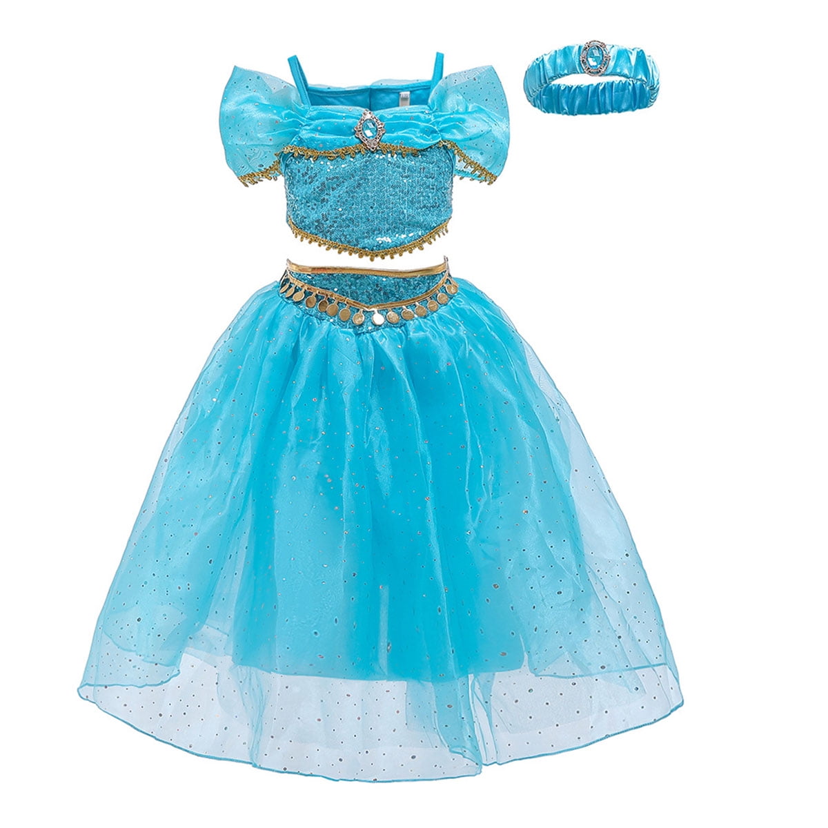 Princess Costume for Girls Birthday Party Halloween Green Costume Cosplay Dress up Pretend Play