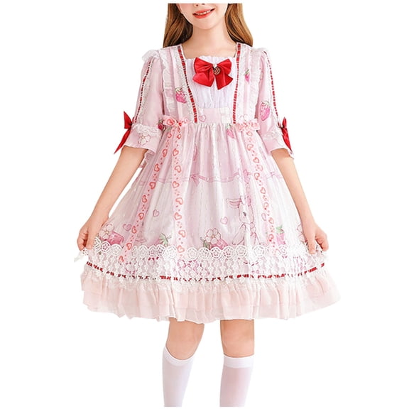 Princess Costumes for Girls Dress up Fancy Dress Kids Themed Party Cosplay World Book Day Halloween Costume Pink 9-10 Years