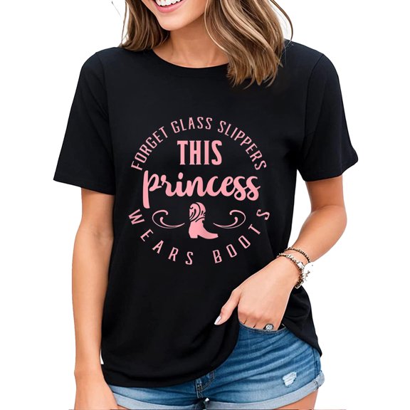 Princess Cowgirl Boots Western Cowgirl Girls Gift T-shirt Women Black 3X-Large