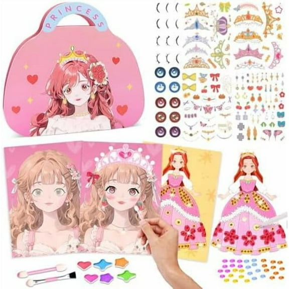 Princess Craft Kit Makeup, 2025 New Painting & Princess Book Makeup Craft Kits Foil Art Books, Craft DIY Makeups DIY, Kids Makeups Sets for Girls 5-8 (1pcs)