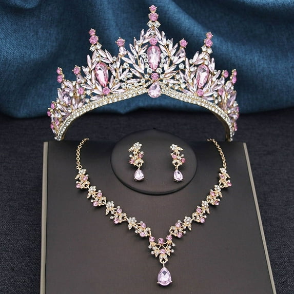 Princess Crown Bridal Jewelry Sets for Women Tiaras and Necklace Earrings Prom Bride Jewelry Set Wedding Dress accessories