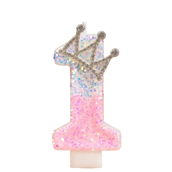 Princess Crown Cake Topper, Crown Number 1 Candle for Cake, Pink Crown 1st Birthday Cake Topper, Princess Birthday Party Decorations, Anniversary Celebrations Party Supplies, Crown A Number 1