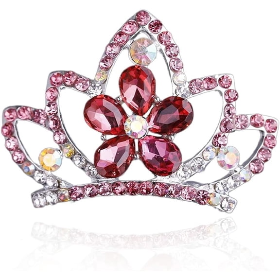 Princess Crown Comb Mini Crystal Tiara Comb Rhinestone Silver Tiara Flower Hair Comb for Birthday Party and Girls