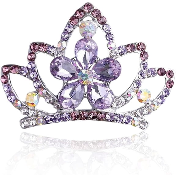 Princess Crown Comb Mini Crystal Tiara Comb Rhinestone Silver Tiara Flower Hair Comb for Birthday Party and Girls