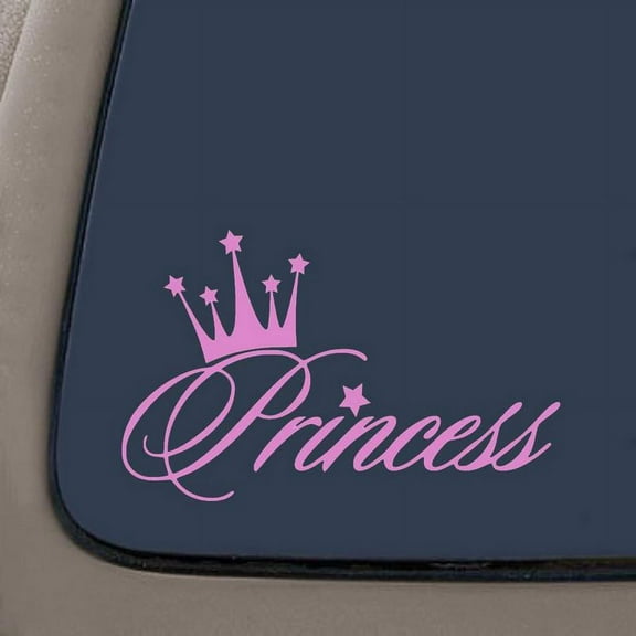Princess Crown Decal Sticker | 7.5-Inches By 4.5-Inches | Light Pink Vinyl | Car Truck Van SUV Laptop Macbook Wall Decals