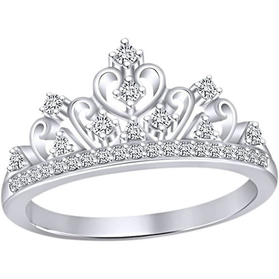 Princess Crown Design Wedding Promise Ring 14K White Gold Over 1.9 Ct Diamond