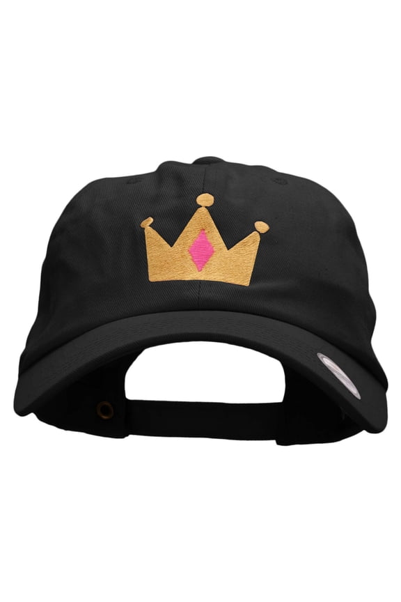 Princess Crown Embroidered Low Profile Dyed Cotton Twill Cap - Black OSFM
