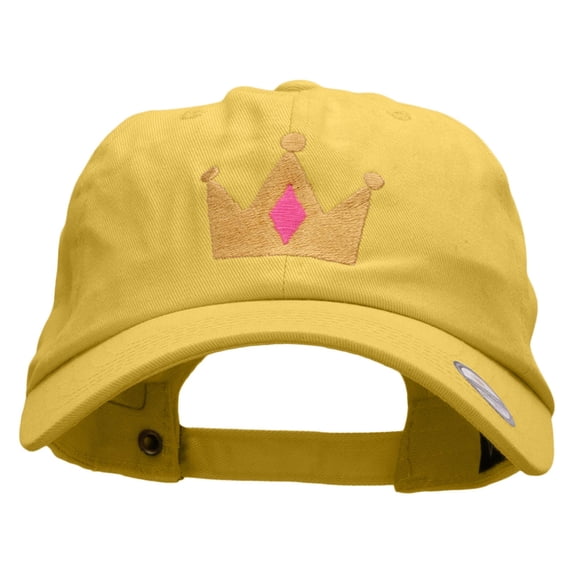 Princess Crown Embroidered Low Profile Dyed Cotton Twill Cap - Yellow OSFM
