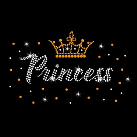 Princess Crown Birthday Girl Sparkly Bling Iron-on Rhinestud and Clear Rhinestone Crystal Heat Transfer by JCS Rhinestones