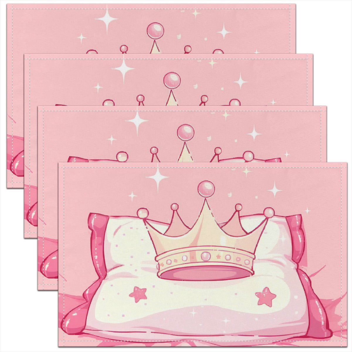 Princess Mat Princess Crown Place Mats 12x18 Inch-Set of 4 Girly Pink Style ...