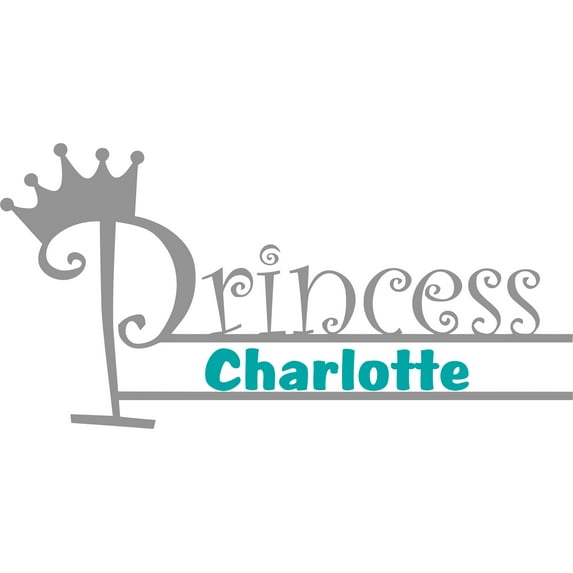 Princess Crown Princesses Girl Customized Wall Decal - Custom Vinyl Wall Art - Personalized Name - Baby Girls Boys Kids Bedroom Wall Decal Room Decor Wall Stickers Decoration Size (15x30 inch)