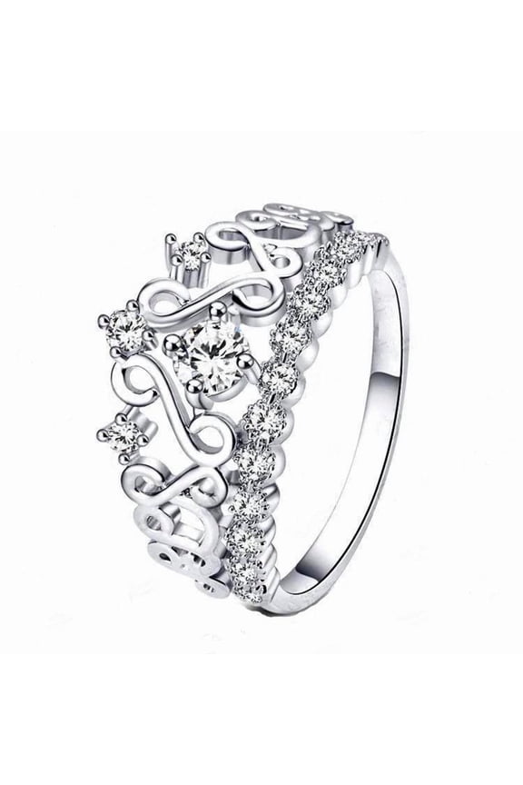 Princess Crown Ring with Cubic Zirconia Stones