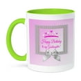 thumbnail image 1 of 3dRose, Princess Crown Silver Frame, Bow, Happy Birthday, Goddaughter, Pink, 11oz Two-Tone Green Mug, 1 of 7