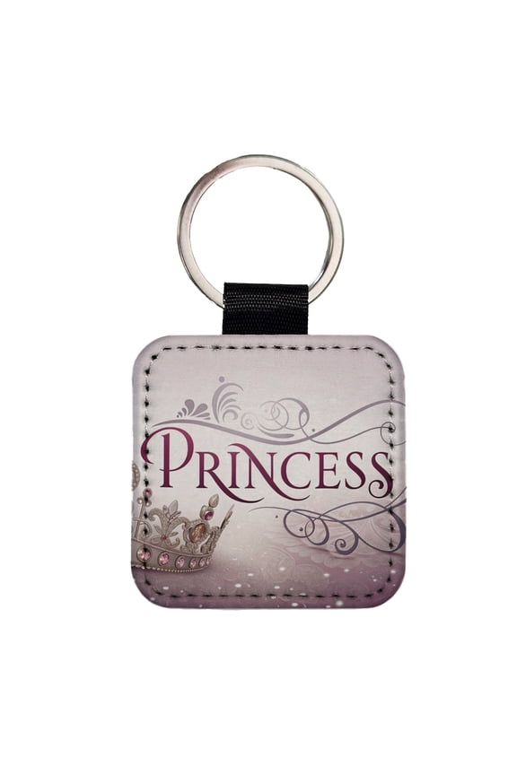 Princess Crown Tiara Royalty Funny Faux Leather Square Keychain