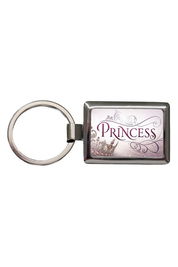 Princess Crown Tiara Royalty Funny Metal Rectangle Keychain