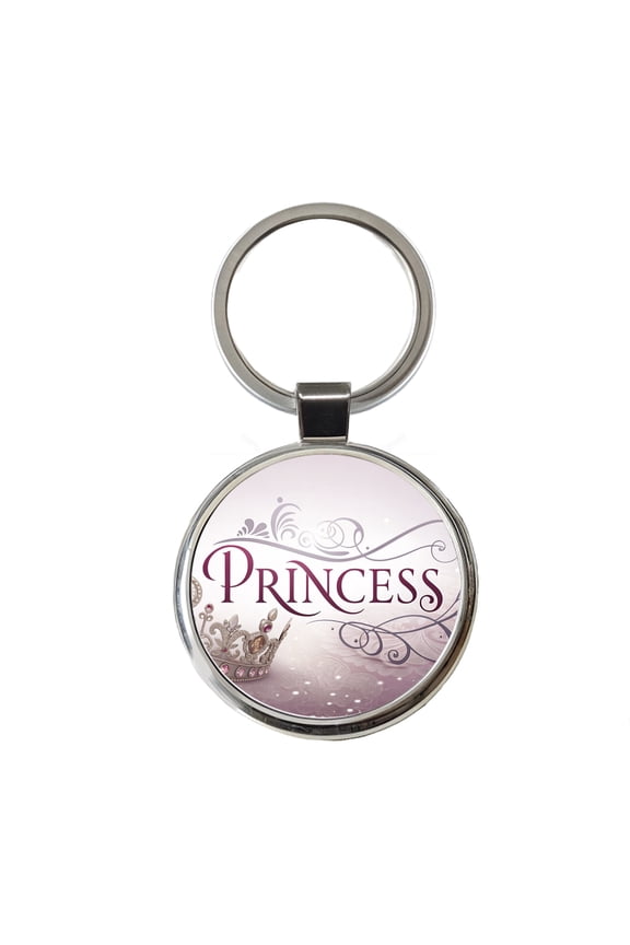 Princess Crown Tiara Royalty Funny Metal Round Keychain