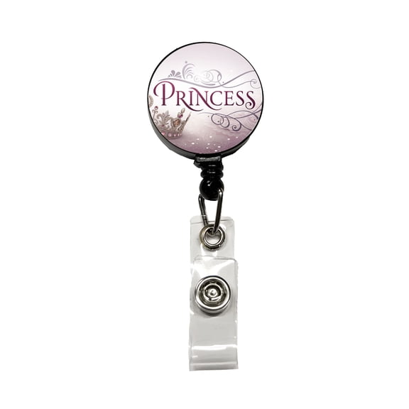 Princess Crown Tiara Royalty Funny Retractable Reel ID Badge Key Card Name Tag Holder with Clip