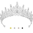thumbnail image 1 of Princess Crowns Crystal Tiaras for Girls Women Rhinestone Costume Headpiece for Birthday Wedding Halloween Party (Silver), 1 of 5