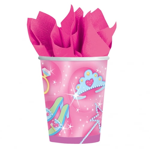 Sparkling Princess Pink Fancy Girls Kids Birthday Party 9 oz. Paper Cups