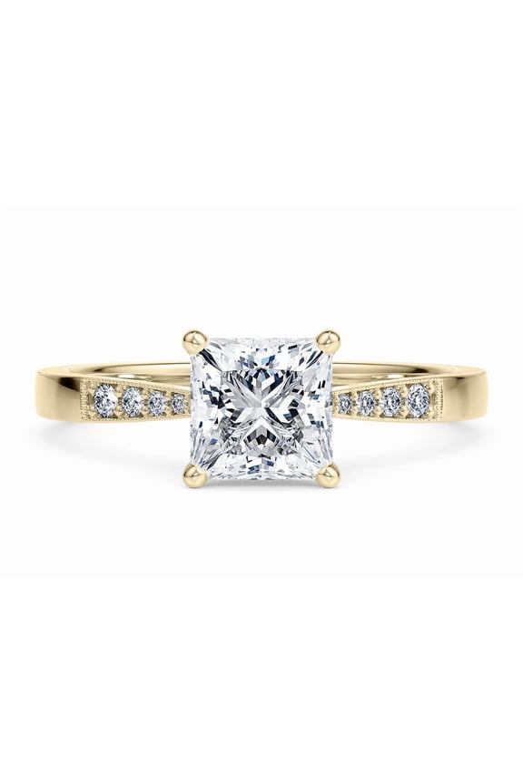Princess Cut E-F Lab Grown Diamond Engagement Rings 1.6 ct. t.w. 10k, Yellow Gold (Includes Ring with Box)