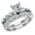 thumbnail image 1 of Princess Cut 1.50 CT Shared-Prong Setting Band Wedding Ring Set 14K White Gold (F,VS1), 1 of 5