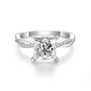 Princess Cut 2 Carat Moissanite Wedding Ring for Women Engagement Rings for Women Diamond 18K 925 Sterling Silver Moissanite Diamond Promise Ring Womens Diamond Rings Diamond Stacking Rings