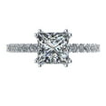 thumbnail image 1 of Princess Cut 6mm (1.50ct) Pure Brilliance Zirconia Solitaire W/Sides Engagement Ring 14k White Gold Size 10, 1 of 8