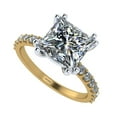 thumbnail image 1 of Princess Cut 7mm (2ct) Pure Brilliance Zirconia Solitaire W/Sides Engagement Ring 14k Yellow Gold Size 10, 1 of 8