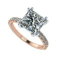 thumbnail image 1 of Princess Cut 8mm (3ct) Pure Brilliance Zirconia Solitaire W/Sides Engagement Ring 14k Rose Gold Size 5.5, 1 of 8