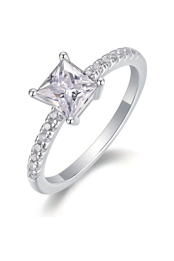 Princess Cut 925 Sterling Silvery Luxury Design Moissanite Wedding Ring, Fashion Delicate Accessory For Wedding & Party, Idea Gift For Lover