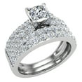thumbnail image 1 of Princess Cut Accented Diamond Engagement Ring for Women Two Row 1.60 CTW 14K White Gold, 1 of 5