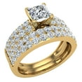 thumbnail image 1 of Princess Cut Accented Diamond Engagement Ring for Women Two Row 1.85 CTW 14K Gold, 1 of 6