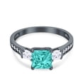 thumbnail image 1 of Princess Cut Art Deco Ring Black Tone Paraiba Tourmaline CZ 925 Sterling Silver Size 5, 1 of 6