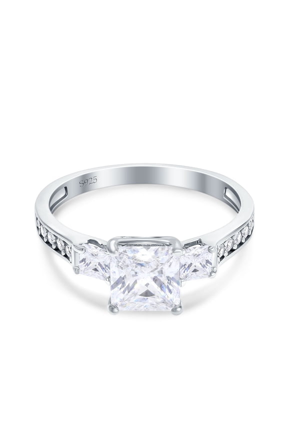 Princess Cut Art Deco Wedding Ring CZ 925 Sterling Silver Size 5