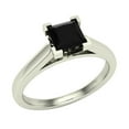 thumbnail image 1 of Princess Cut Black Diamond Ring for Women 2/3 Carat 14K White Gold 4 Prong Solitaire Setting, 1 of 5